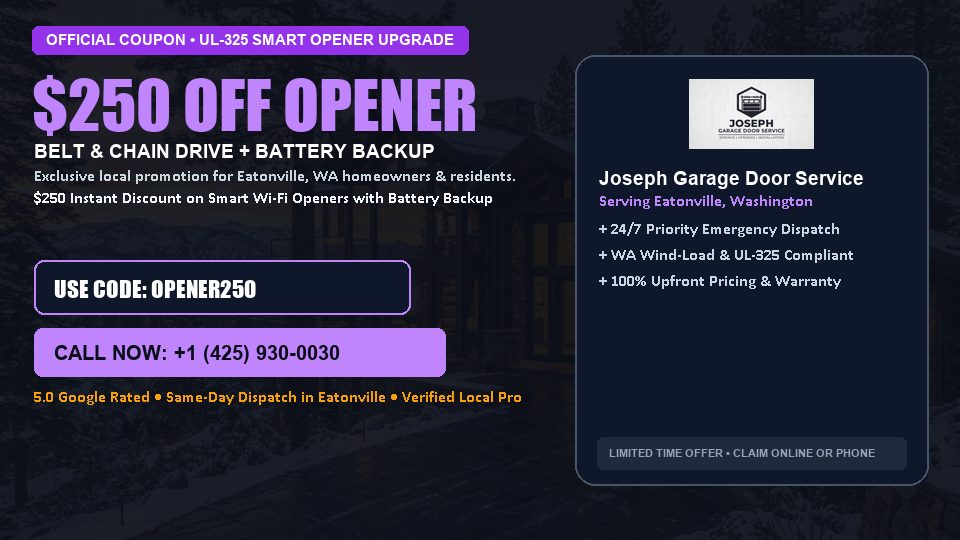 Joseph Garage Door Service $250 OFF Premium LiftMaster Opener Installation
