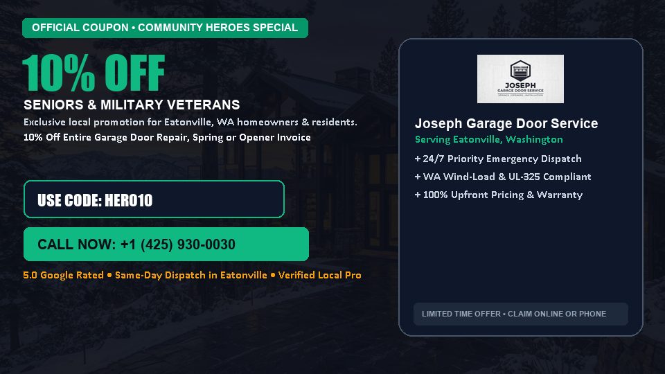 Joseph Garage Door Service 10% OFF Seniors & Military Veterans